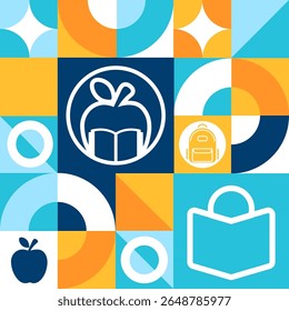 Back to School. Seamless geometric pattern. Template for background, banner, card, poster. Vector EPS10 illustration