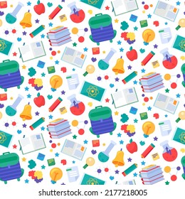 Volver a la escuela sin problemas con herramientas de doodle. Pluma, libros abiertos, libros de texto e íconos científicos. Fondo de la plantilla de elementos educativos. Concepto de aprendizaje. Ilustración del vector