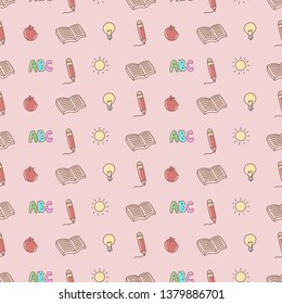 Back to school seamless pattern, background, doodles