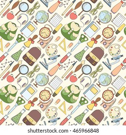 Back to school seamless pattern can be used for wallpaper, website background, wrapping paper. Study bright pattern. Education design.