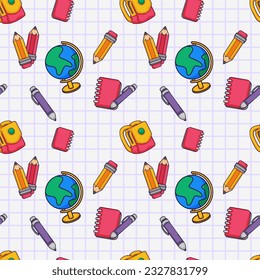 Back to  school seamless pattern with colorful style