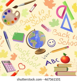 Back to school Seamless pattern. Colorful vector illustration.