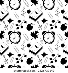 Back to school. Seamless school pattern in doodle style.
