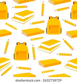 Back to School Seamless Pattern – Doodle Style Classroom and Supplies Elements