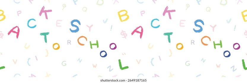 De volta à escola padrão sem costura letras inglesas ABC Colorido desenhado à mão Crayon fonte ilustração