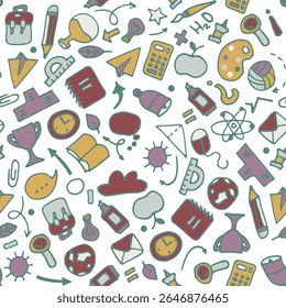 Back to school seamless pattern. Good for textile fabric design, wrapping paper and website wallpapers.
