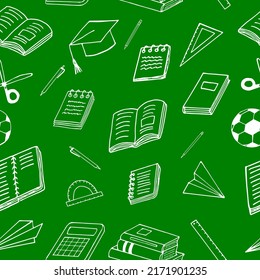 back to school seamless pattern. hand drawn doodle.