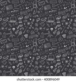 Back to School seamless pattern with Hand-Drawn Doodles. sketch element background Vector Illustration.