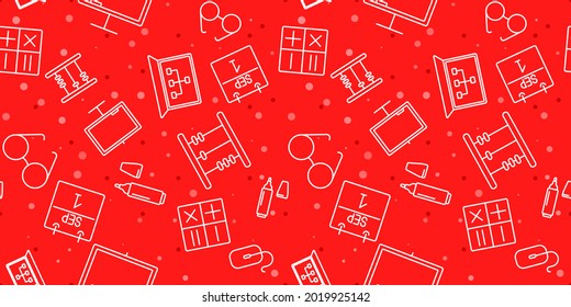 Back to School seamless pattern. Learning concept. Background with school signs. Vector illustration science texture.