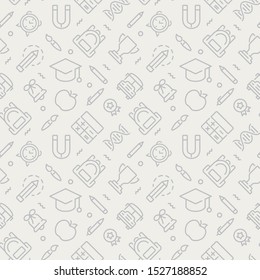 Back to school seamless pattern with line icons