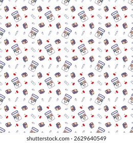 Back to School Seamless pattern set. Vector illustration design digital file download for print, printable, wallpaper, background, gift wrapper, kitchenware, backdrop, bag, textile and many projects  
