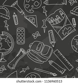 Back to School seamless pattern. School supplies pattern.Concept of education
