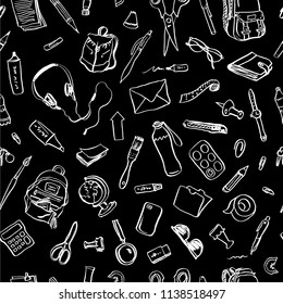 Back to school seamless pattern. Vector hand drawn graphic illustration.