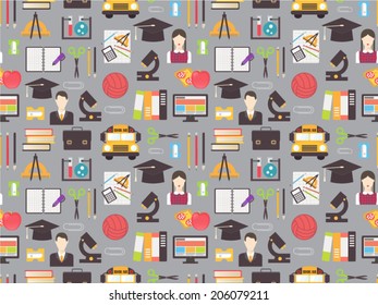 Back to school seamless pattern vector illustration.