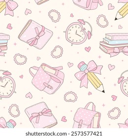 Back To School Seamless Pattern, Vector Illustration