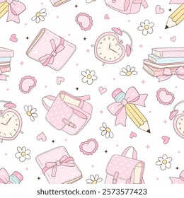 Back To School Seamless Pattern, Vector Illustration