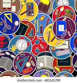 Back To School. Seamless pattern . Vector .  Illustration vector. Arts and Science Stickers. Education Concept.