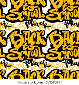 Back to school seamless pattern.Hand drawn ink artistic trendy fashion background. Expressive ornament for textile,wrapping, decoration