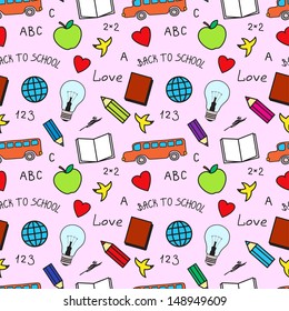 Back to school seamless texture. Vector pattern