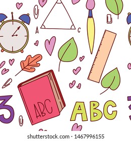Back to school seamless vector pattern. Good for textile fabric design, wrapping paper, wallpapers. Vector.
