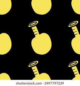 Back to school seamless vector pattern featuring educational supplies isolated on black background