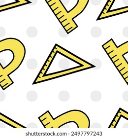 Back to school seamless vector pattern featuring educational supplies isolated on white background