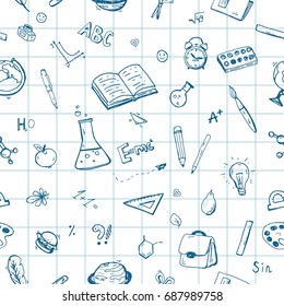 Back to school seamless vector pattern. Good for textile fabric design, wrapping paper and website wallpapers.