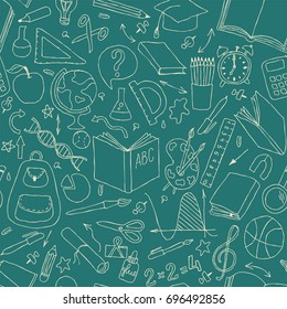 Back to school seamless vector pattern. Good for textile fabric design, wrapping paper and website wallpapers.