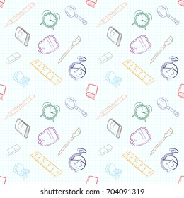 Back to school seamless vector pattern. Good for textile fabric design, wrapping paper and website wallpapers. Vector illustration.