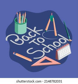 back to school season education, isometric