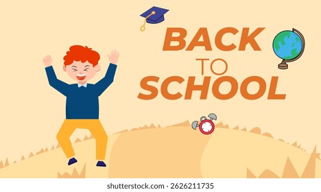 back to school season vector flat cute character illustration with schools accessories. school season start. school beginning concept.