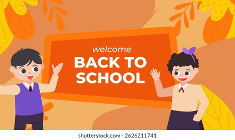 back to school season vector flat cute character illustration with schools accessories. school season start. school beginning concept.