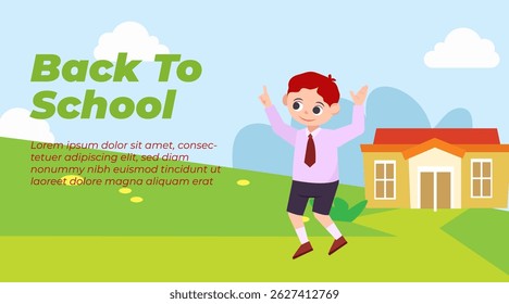 back to school season vector flat cute character illustration with schools accessories. school season start. school beginning concept.
