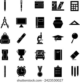 Back to School Set of 28 Icons Filled	