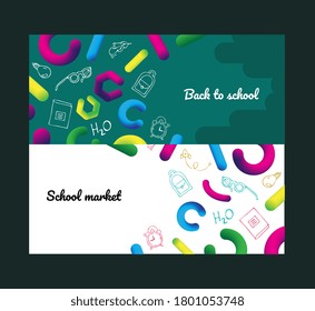 Back to school. Set of banners for decoration.