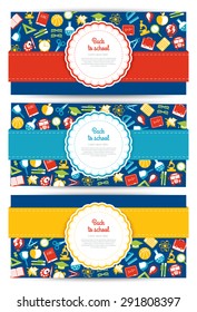 Back to school set of banners and icons 