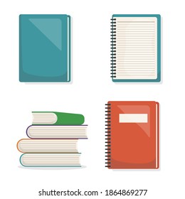 Back to school set books icon vector