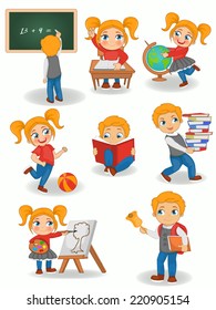 Back to school set with children