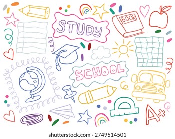 Back to School: A Set of Children doodle Illustrations