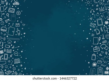 Back to school. Set of different signs. Abstract background with hand drawn school supplies. Banner design. Doodle for your business
