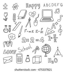 Back to school. Set doodle elenents.