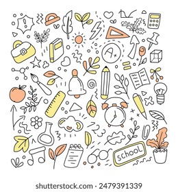 Vuelta a la escuela ambientada en estilo doodle.