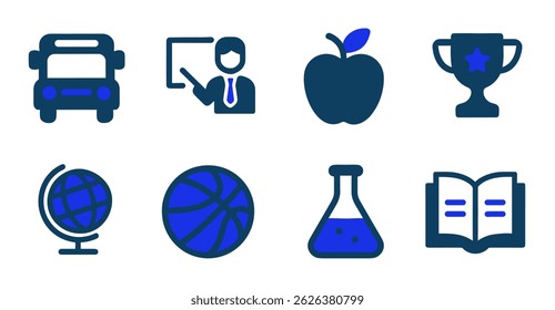 Back to School A Set of Eight Essential Education Icons