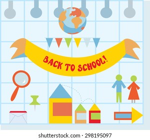 Back to school set with flat style icons - modern design