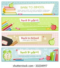 back to school - set of four pastel-colored banners