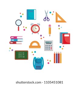 back to school set icons