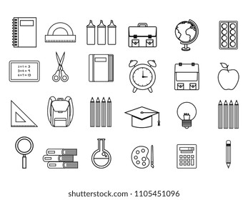 back to school set icons