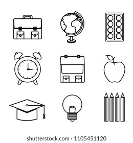 back to school set icons