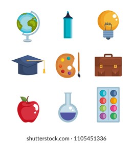 back to school set icons