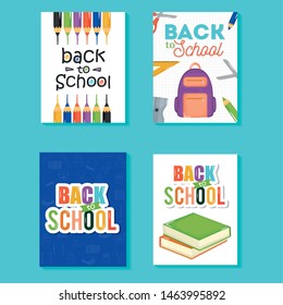 back to school set icons